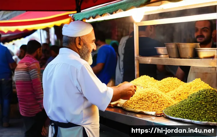 요르단 로컬 푸드 마켓 - **Vibrant Amman Street Food Market:**
    A bustling and authentic street food market scene in Amman...