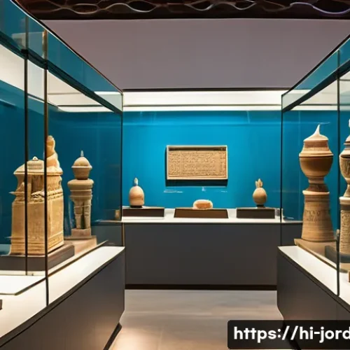 Home 33 요르단 국립 박물관 소개 - An intricately detailed scene inside the Jordan National Museum showcasing ancient artifacts from Na...