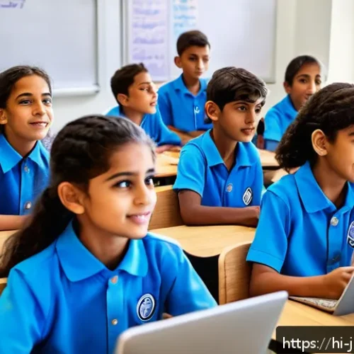 Home 17 요르단의 국제학교 옵션 - A vibrant international school classroom in Amman, Jordan, showcasing diverse students from various ...