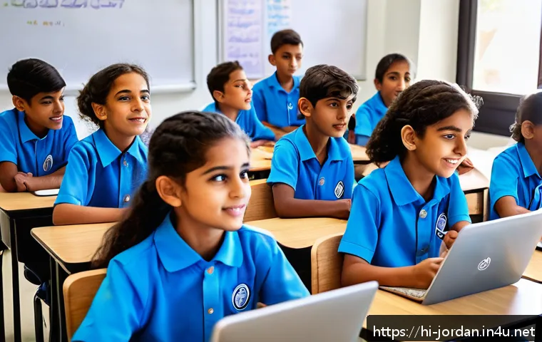 요르단의 국제학교 옵션 - A vibrant international school classroom in Amman, Jordan, showcasing diverse students from various ...